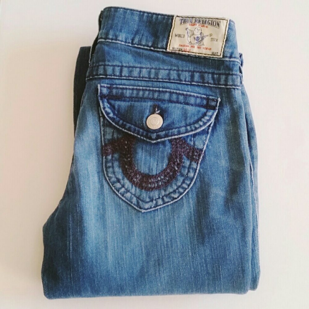 True Religion Medium Wash Straight Leg Jeans